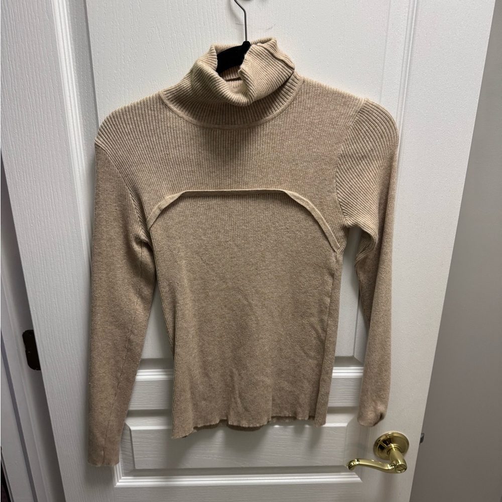 Women's Tan Turtleneck Sweater